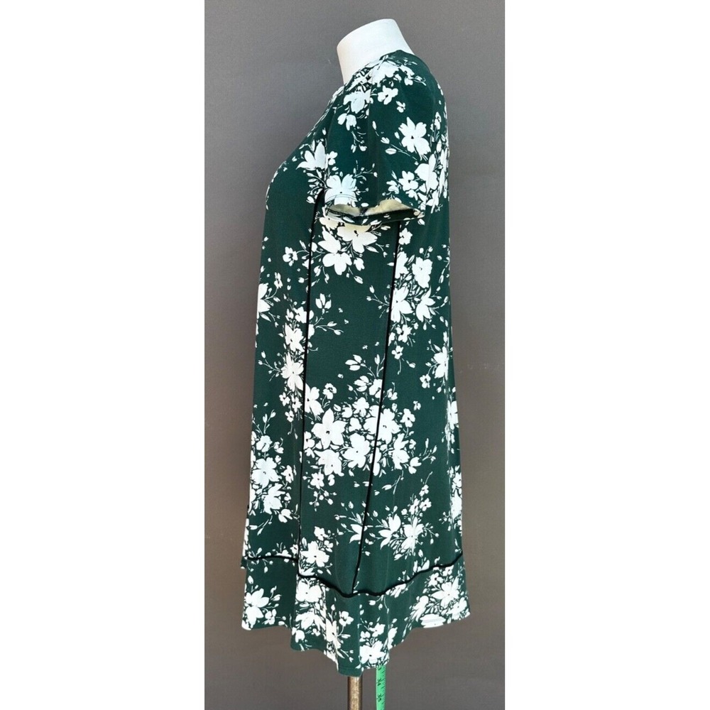 J Jill Wearever Dress MP Green Floral T-Shirt Knee Length Stretch Cottagecore - Picture 7 of 13